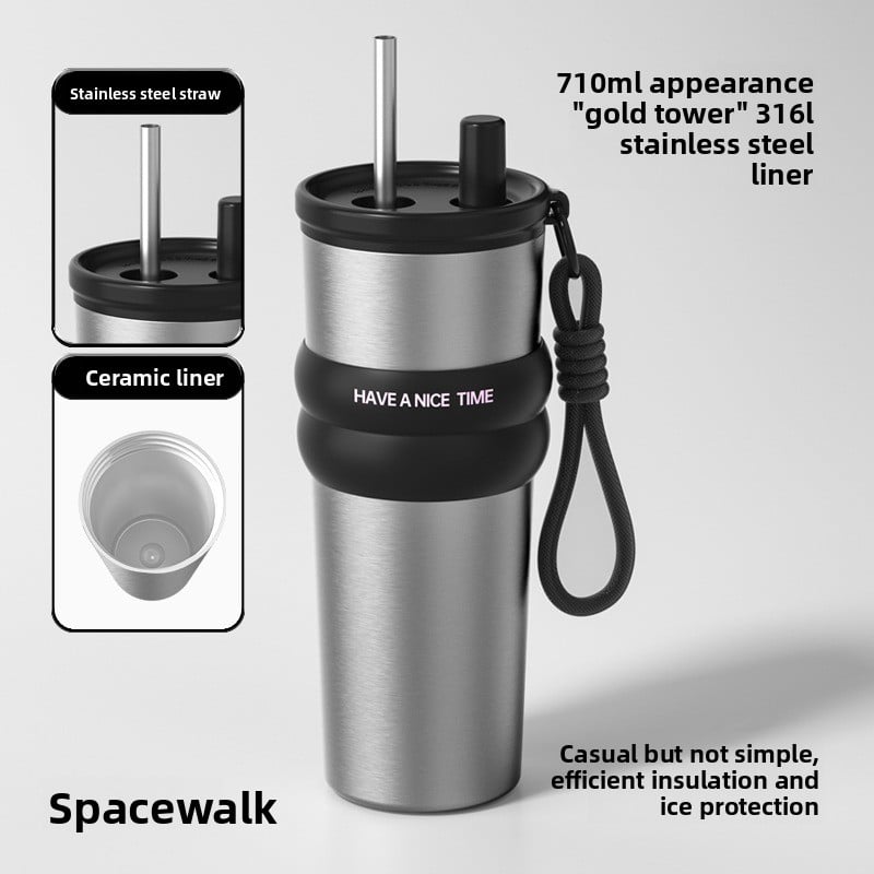 Ice Bully Car Thermos Cup – Ceramic-Lined, Large Capacity with Straw