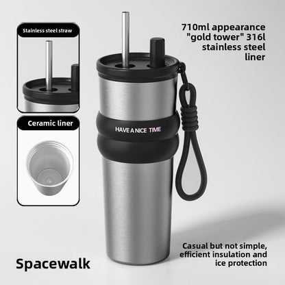 Ice Bully Car Thermos Cup – Ceramic-Lined, Large Capacity with Straw