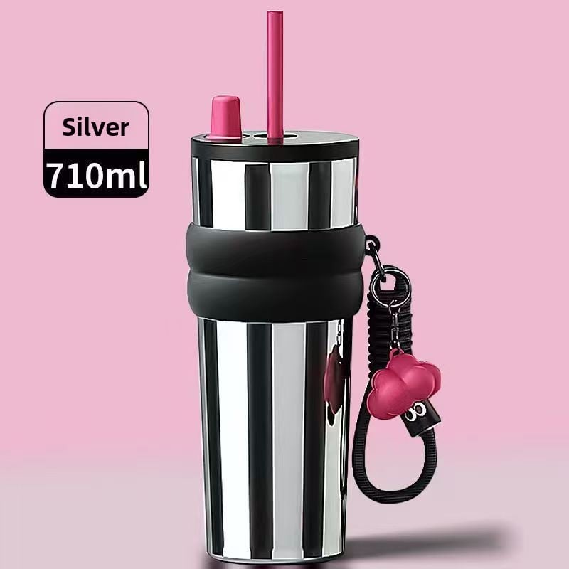 Ice Bully Car Thermos Cup – Ceramic-Lined, Large Capacity with Straw