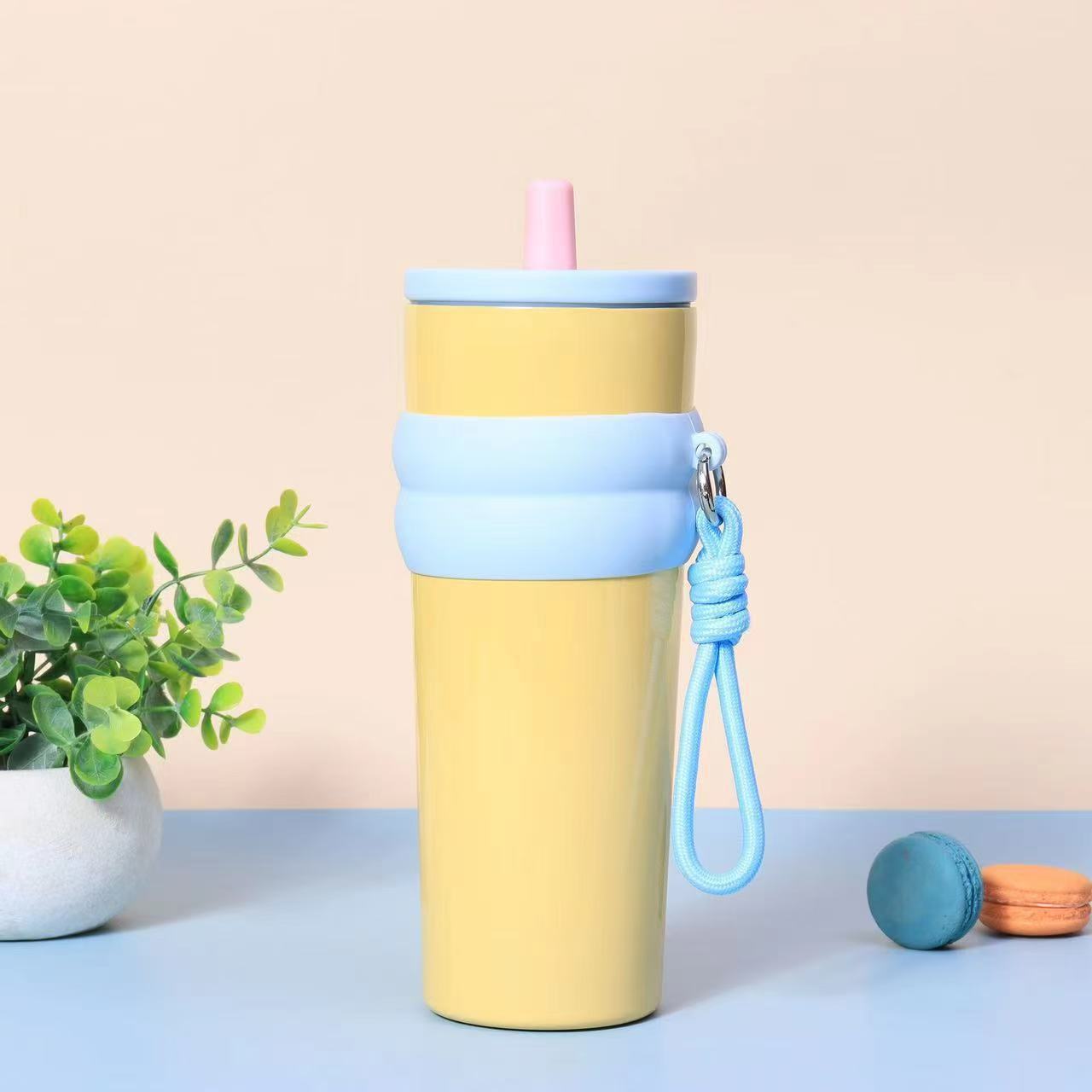 Ice Bully Car Thermos Cup – Ceramic-Lined, Large Capacity with Straw