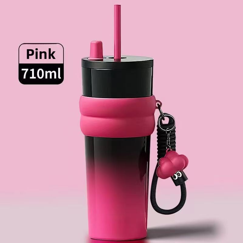 Ice Bully Car Thermos Cup – Ceramic-Lined, Large Capacity with Straw
