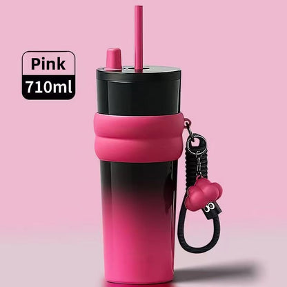 Ice Bully Car Thermos Cup – Ceramic-Lined, Large Capacity with Straw