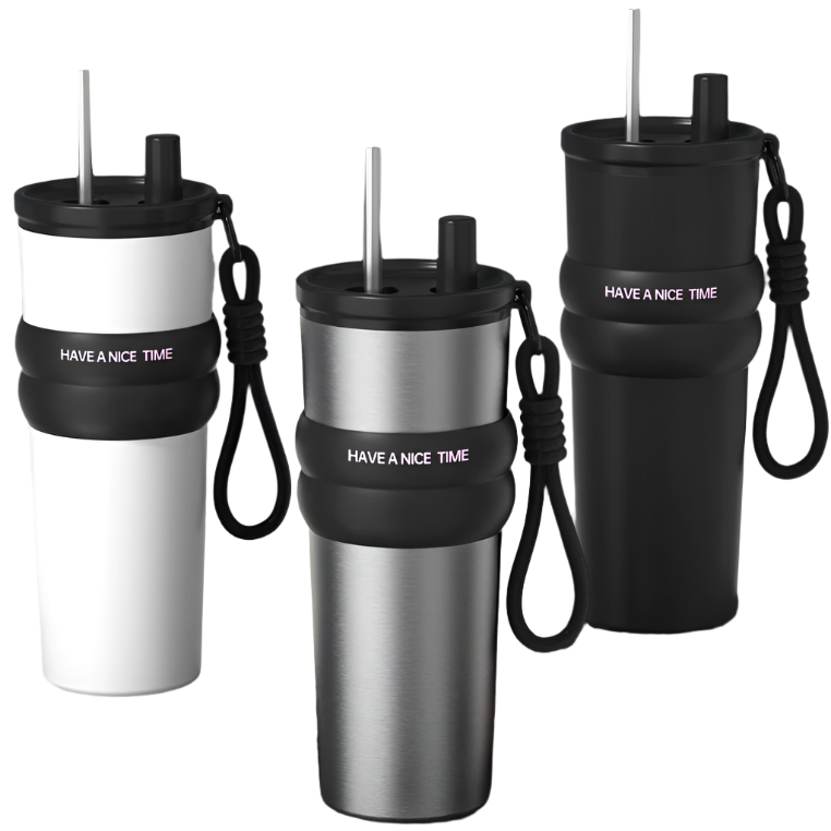 Ice Bully Car Thermos Cup – Ceramic-Lined, Large Capacity with Straw