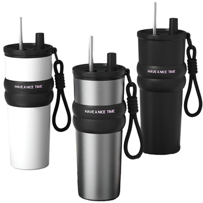 Ice Bully Car Thermos Cup – Ceramic-Lined, Large Capacity with Straw