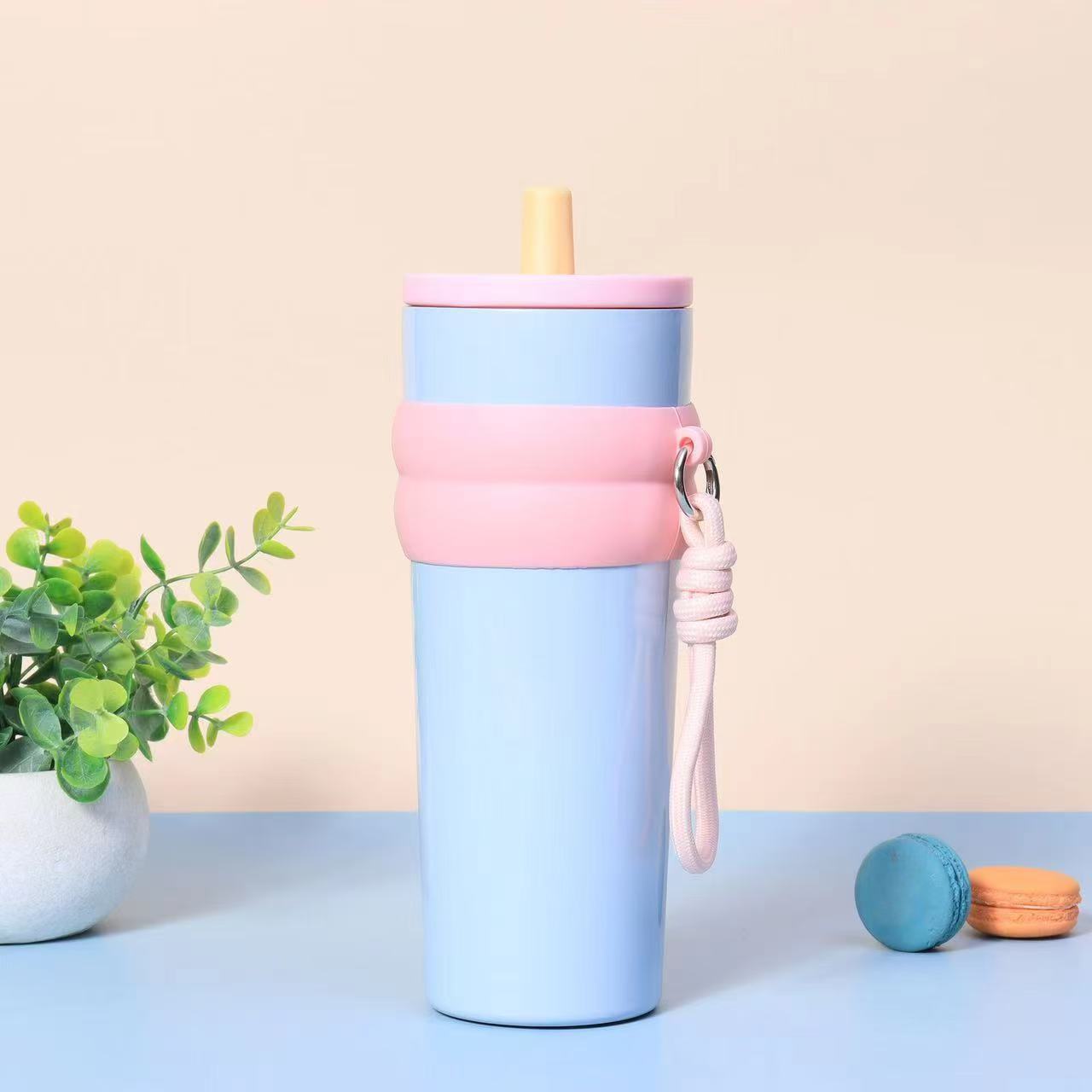 Ice Bully Car Thermos Cup – Ceramic-Lined, Large Capacity with Straw
