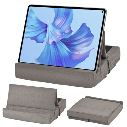 Foldable Tablet Pillow Stand – With Storage & Stylus Mount