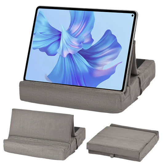 Foldable Tablet Pillow Stand – With Storage & Stylus Mount