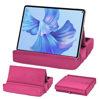 Foldable Tablet Pillow Stand – With Storage & Stylus Mount