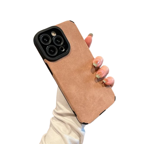 Matte Leather Silicone iPhone Case – Stylish & Lens Protection