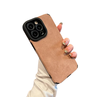 Matte Leather Silicone iPhone Case – Stylish & Lens Protection
