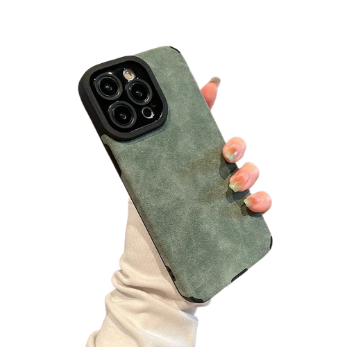 Matte Leather Silicone iPhone Case – Stylish & Lens Protection