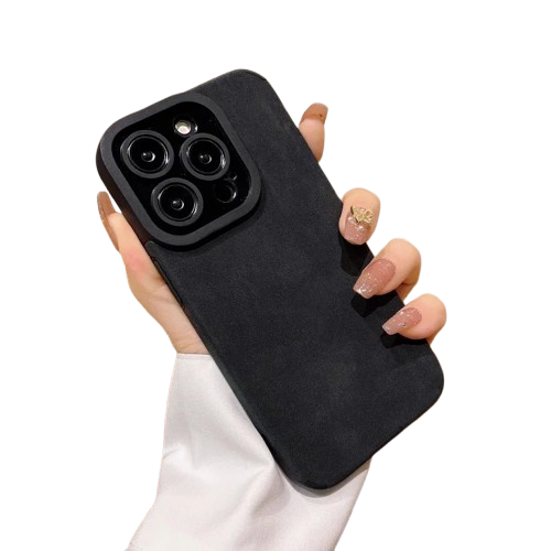 Matte Leather Silicone iPhone Case – Stylish & Lens Protection