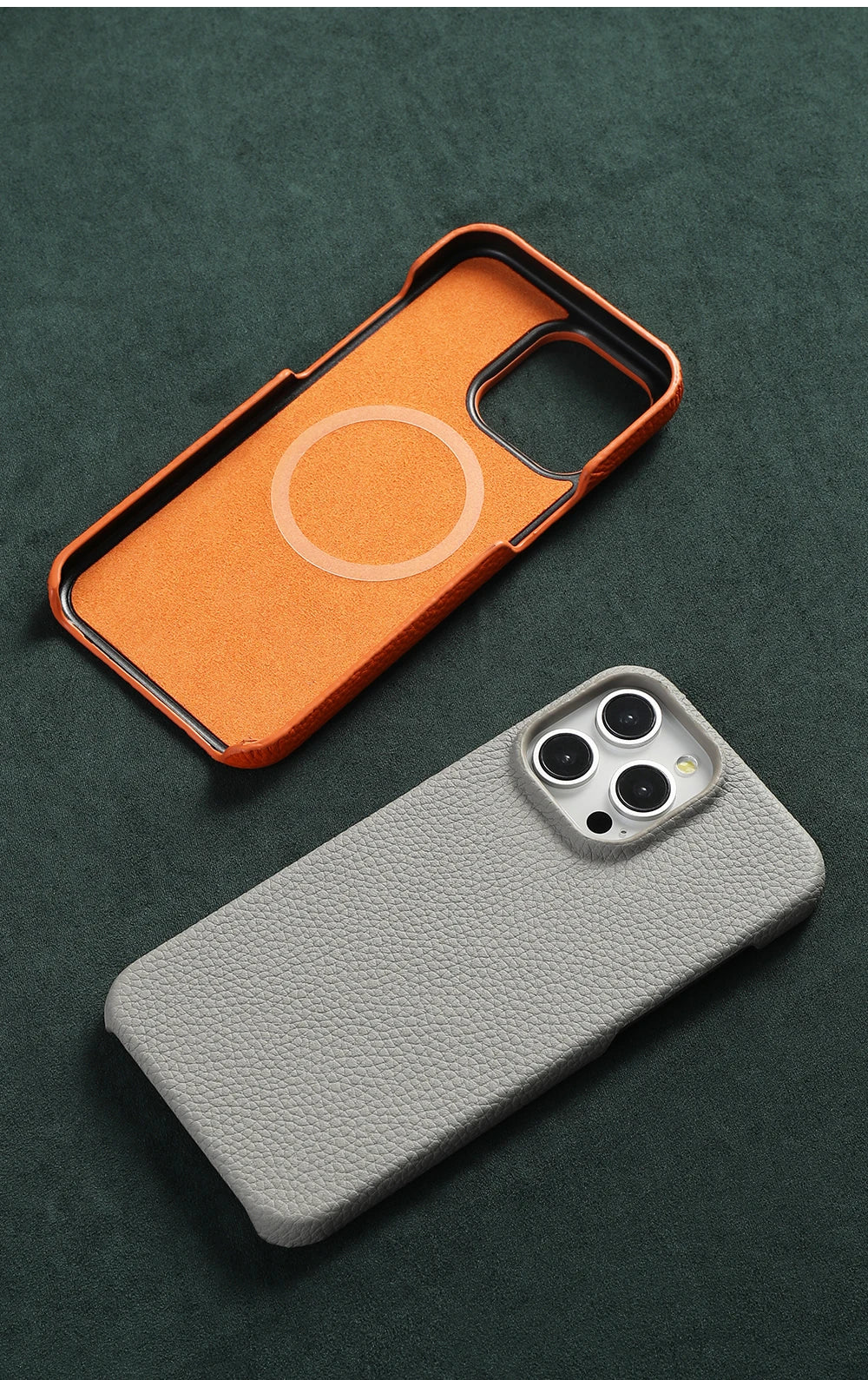 MagSafe Leather Case for iPhone 15/16 Pro/Max – Natural Cowhide