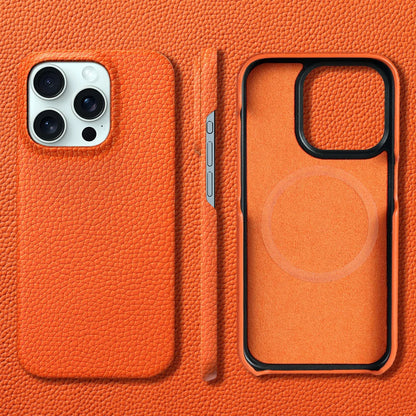 MagSafe Leather Case for iPhone 15/16 Pro/Max – Natural Cowhide