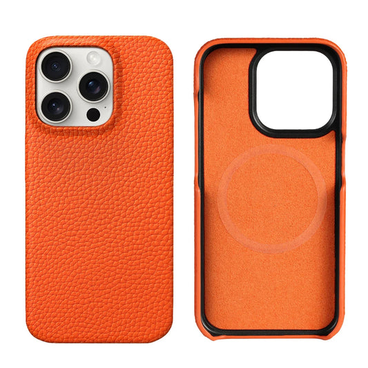 MagSafe Leather Case for iPhone 15/16 Pro/Max – Natural Cowhide
