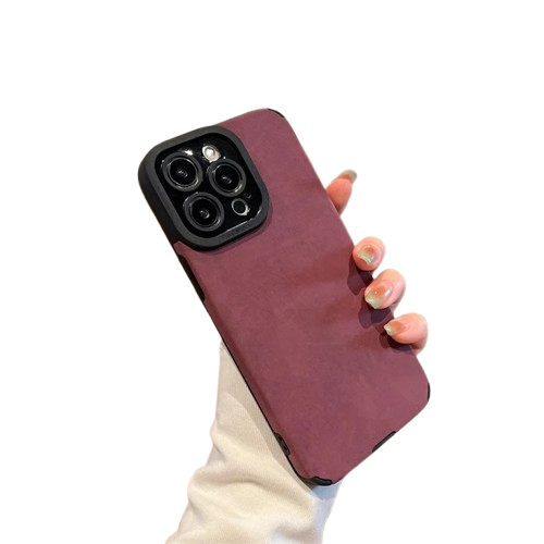 Matte Leather Silicone iPhone Case – Stylish & Lens Protection