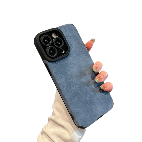 Matte Leather Silicone iPhone Case – Stylish & Lens Protection