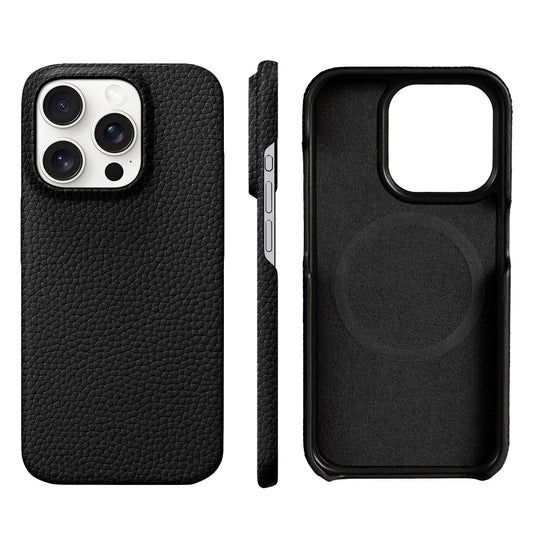 MagSafe Leather Case for iPhone 15/16 Pro/Max – Natural Cowhide