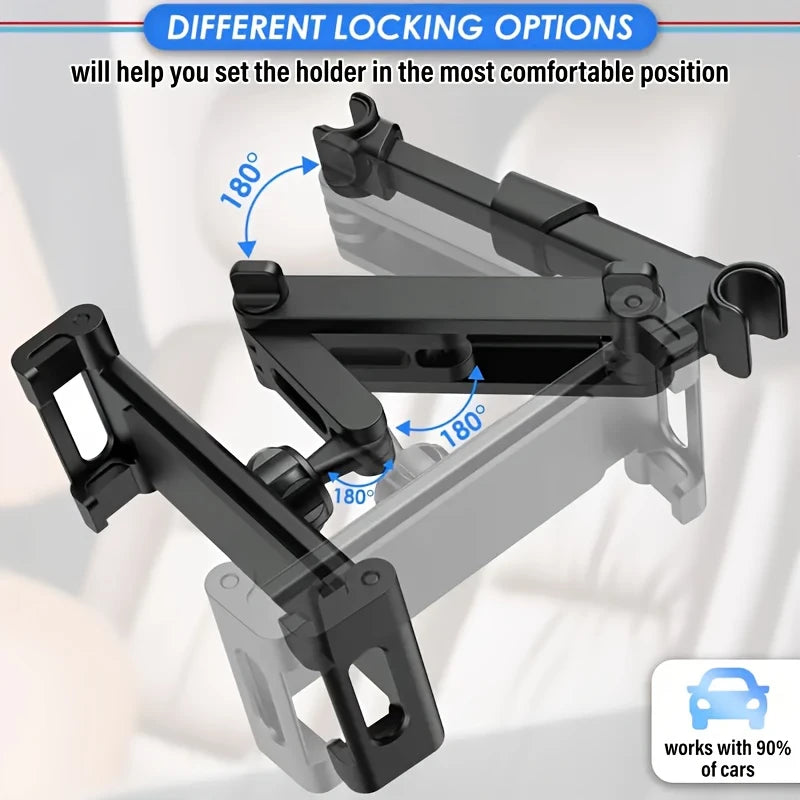 Universal Car Tablet Holder – 360° Headrest Mount