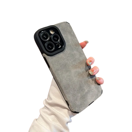 Matte Leather Silicone iPhone Case – Stylish & Lens Protection
