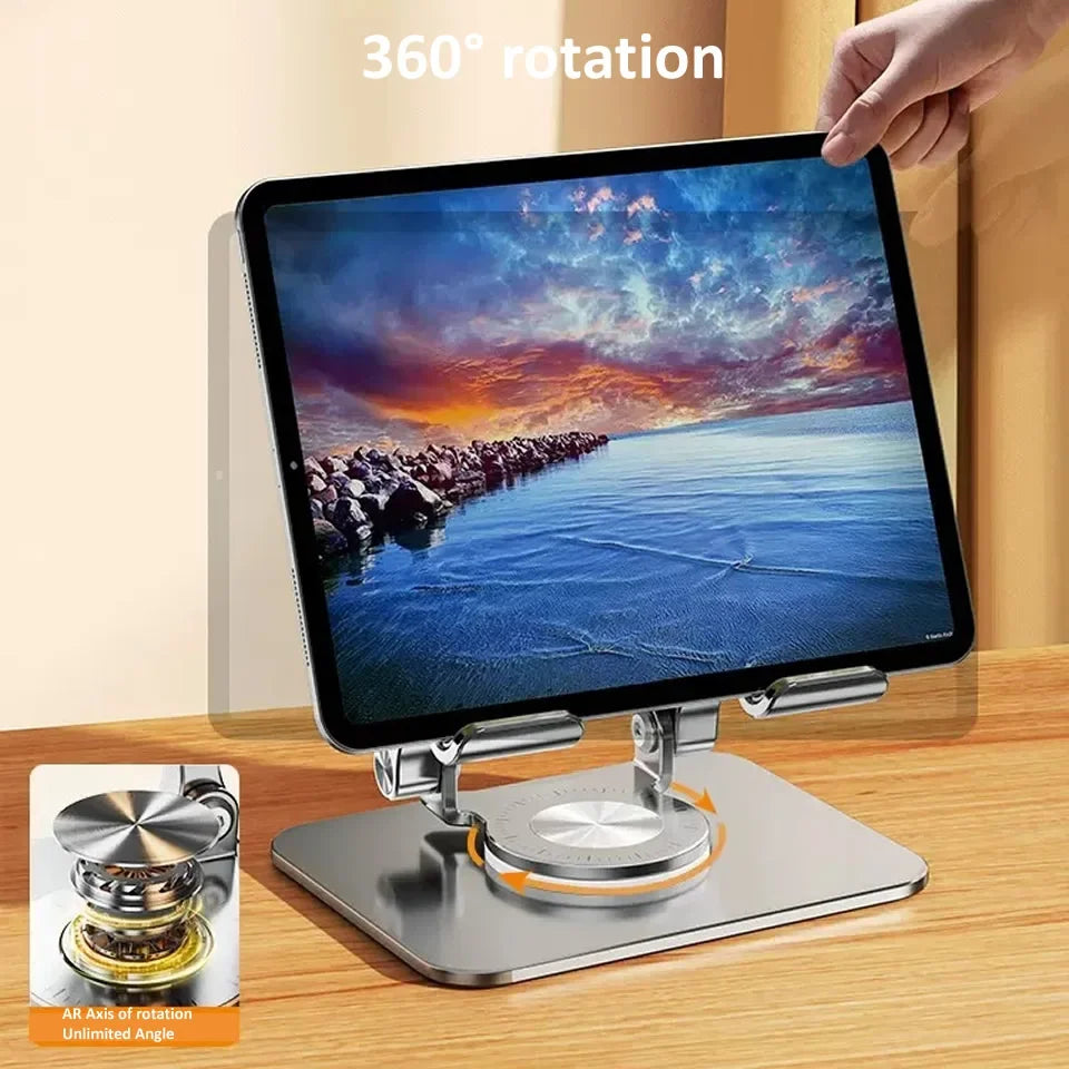 360° Rotating Tablet Stand – Foldable Aluminum Holder