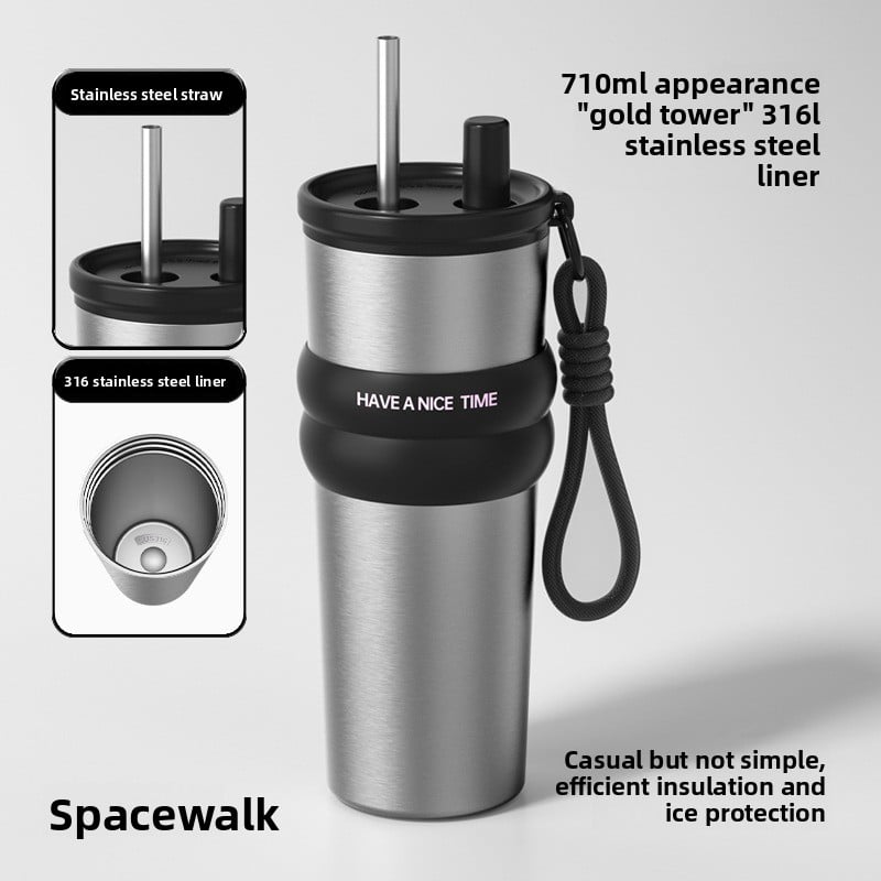 Ice Bully Car Thermos Cup – Ceramic-Lined, Large Capacity with Straw